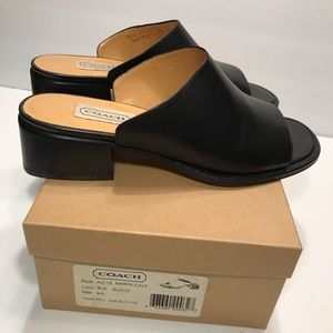 Coach peep toe leather mules